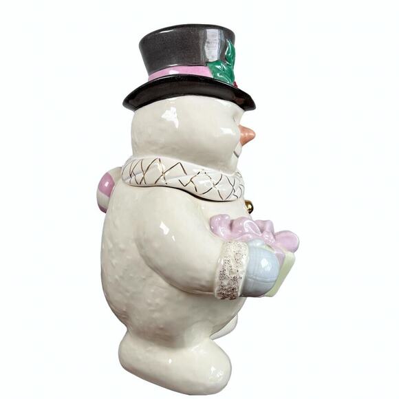Lenox The Snowman 12" Porcelain Cookie Jar With Lid 24K Trim Family Fun Vtg 2000 - Picture 12 of 16